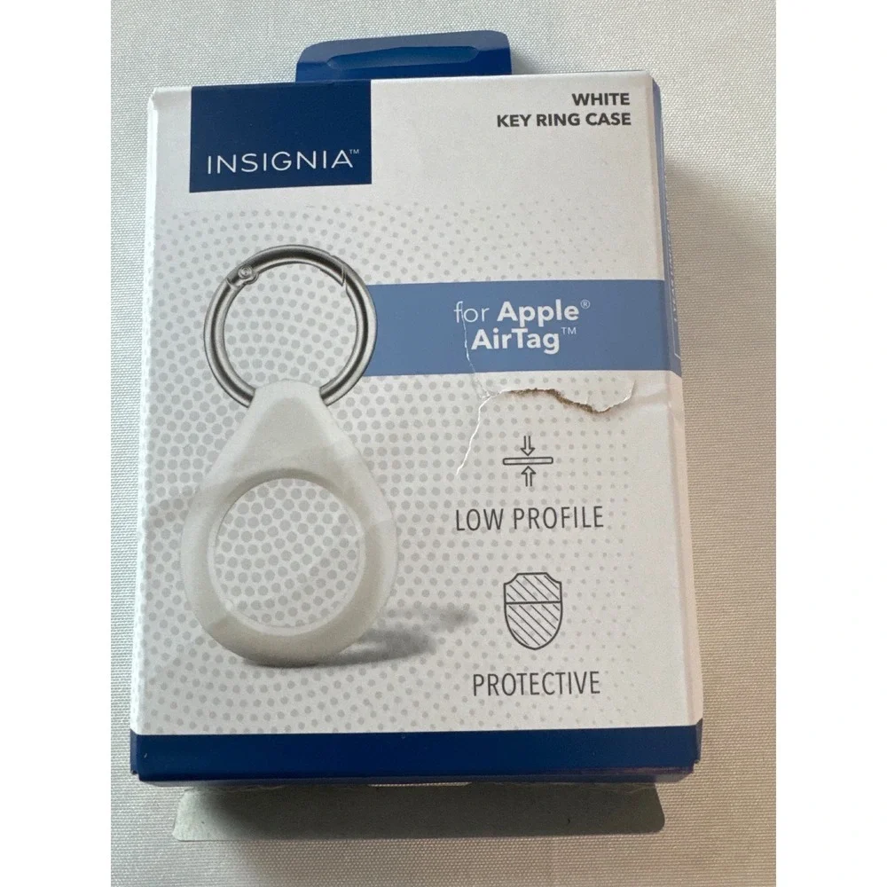 Insignia Key Ring Case for Apple AirTag White Silicone Holder NS-ATC1WH New